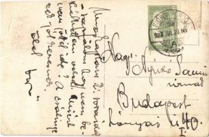 1923 Siófok, fürdőruhás férfiak a parton. photo (vágott / cut)