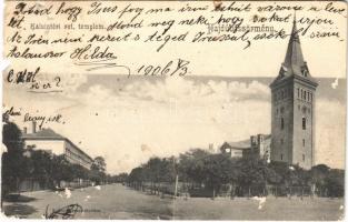 1906 Hajdúböszörmény, Kálvin téri református templom. Szabó Ferenc kiadása (b)