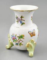 Herendi Viktória lábas váza. Kézzel festett, jelzett, hibátlan. 16 cm