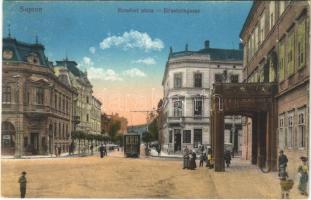 1916 Sopron, Erzsébet utca, villamos (EB)
