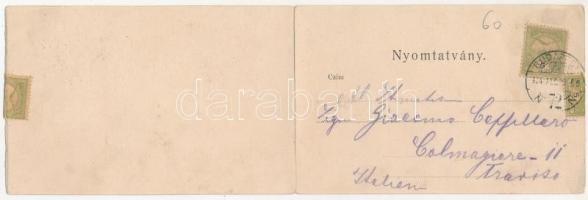 1904 Budapest I. Halászbástya és Vérmező. Két részes kinyitható panorámalap (EK)