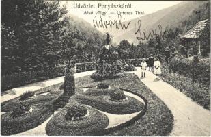 1910 Ponyászka, Poneasca (Bozovics, Bozovici); Alsó völgy. Weiss Félix kiadása / valley park
