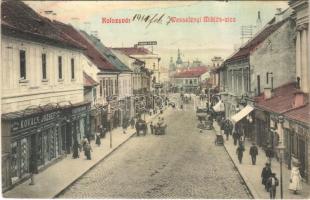 1911 Kolozsvár, Cluj; Wesselényi Miklós utca, Pannonia szálloda, Kovács József, Ifj. Buzetzko Domokos üzlet / street, hotel, shops