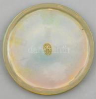 Zsolnay eozin mázas porcelán plakett Magyar Hitelbank Rt. pécsi igazgatóság. Jelzett, hibátlan. d: 1...