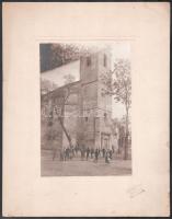 cca 1900 Nagykáta, Szent György-templom, kartonra kasírozott fotó Szélessy Imre fényképész műterméből, karton egyik sarkán törés, 17×12 cm