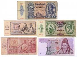 5db-os vegyes, külföldi és magyar bankjegy tétel T:III