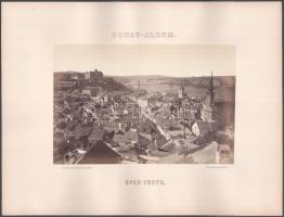 cca 1870 Budapest (Buda-Pest), kilátás a várra és a Lánchídra, Margit híd nélkül, kartonra kasírozott fotó, 14×21 cm