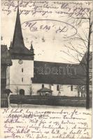 1913 Bánffyhunyad, Huedin; Fő tér, templom / main square, church (EK)