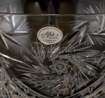 Ajkai ólomkristály nagyméretű kínáló tál, matricával jelzett, hibátlan, m: 15 cm, d: 23 cm