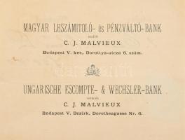 1886 Magyar Leszámítoló és Pénzváltó Bank elismervény 1 kr okmánybélyeggel