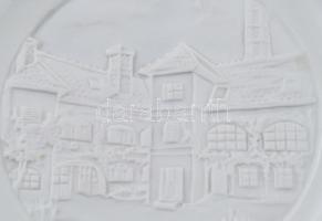 Fali dísztányér Herend Hungary felirattal, biszkvit középrésszel, hibátlan, d: 19 cm