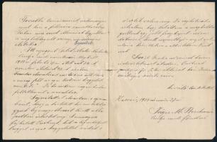 1913 Kassa, Orsolya-rendi főnöknő saját kézzel írt levele, szakadással