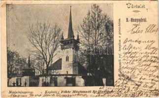 1900 Bánffyhunyad, Huedin; református templom a piac téren. Kapható Fehér Mártonnál, Minta bejegyezve (fl)