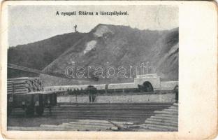 Petrozsény, Petrosani; Nyugati főtárna a láncpályával, iparvasút / mine, industrial railway (EB)