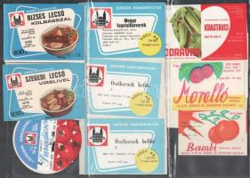 Vegyes konzervcímke tétel, közte több egyforma