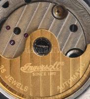 Ingersoll automata karóra dátum funkcióval. Nagyméretű, acéltokos férfi karóra, bőr szíjjal, szép ál...