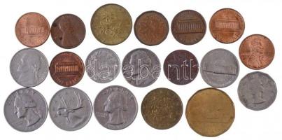 19db vegyes külföldi fémpénz, közte USA, Ausztria T:2,2- 19pcs of mixed coins, with USA, Austria C:XF,VF
