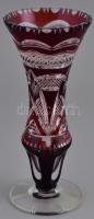 Vörös ólomkristály váza. Hibátlan. 22 cm