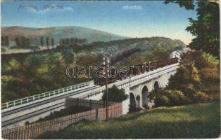 Pozsony, Pressburg, Bratislava; Vörös híd, gőzmozdony / railway bridge, locomotive (EK)