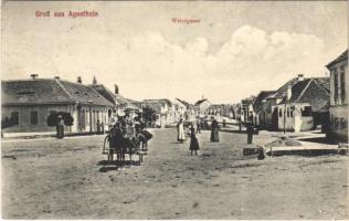 Szentágota, Agnetheln, Agnita; Weiergasse / utca, lovaskocsi / street, horse cart (EK)