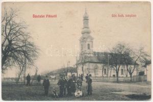 1909 Temesfüves, Fibis; Görögkatolikus templom, utcakép csendőrökkel / Greek Catholic church, street view, gendarmes