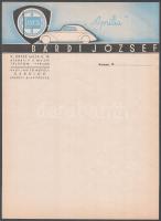 cca 1940 cca 1930-1940 Bp.V., Bárdi József autószervizének kitöltetlen levélpapírja, 2 db