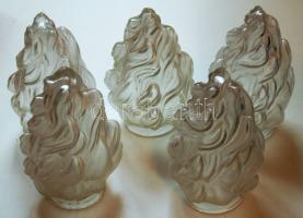 cca 1910 5 db metszett üveg lámpabúra