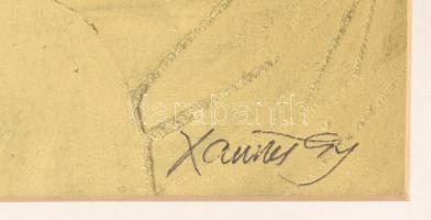 Xantus Gyula (1919-1993): Arcok aranyban. Olaj, papír, jelzett, üvegezett fakeretben, 35×51 cm