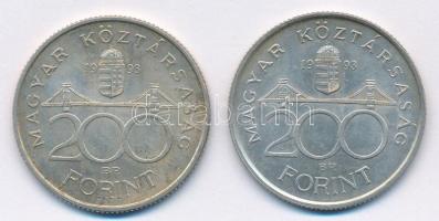 1993. 200Ft Ag "MNB" (2x) T:2 Adamo F13
