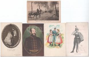 11 db RÉGI katonai művész motívum képeslap / 11 pre-1945 military art motive postcards
