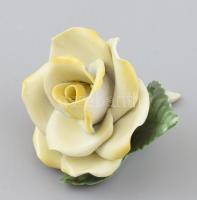 Herendi porcelán sárga rózsa. Kézzel festett, jelzett, hibátlan. 9x6 cm