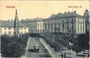 1910 Temesvár, Timisoara; Jenő herceg tér, villamos. W. L. Bp. 2002. Gerő Manó kiadása / square, tram (EK)