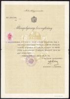 1900-1939 Bellusi Baross-családdal kapcsolatos íratok, 3 db, állampolgársági bizonyítvány, anyakönyvi kivonat, meghívó.