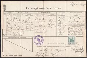 1900-1939 Bellusi Baross-családdal kapcsolatos íratok, 3 db, állampolgársági bizonyítvány, anyakönyv...