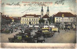 1913 Temesvár, Timisoara; Losonczy tér, hetivásár, piac. Káldor Zs. és Társa kiadása / square, market day (EK)