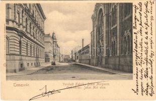 Temesvár, Timisoara; Gyárváros, Jókai Mór utca, zsinagóga. Lichtdr. u. Verlag v. Louis Koch / Vorstadt Fabrik, Jokai Morgasse / Fabric, street view, synagogue