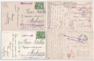 11 db RÉGI képeslap hátoldalukon katonai pecsételések, alakulat bélyegzések / 11 pre-1945 postcards with military cancellations