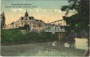 1909 Temesvár, Timisoara; Józsefváros, Hunyadi híd, Béga szabályozó palota / bridge, Bega river regulation palace (EK)