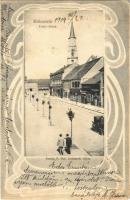 1904 Kolozsvár, Cluj; Unió utca, Pataky Béla, Mestitz Mihály és Fiai üzlete. Kováts P. Fiai kiadása / street view, shops. Art Nouveau (fl)