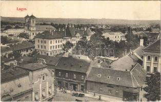 Lugos, Lugoj; látkép, Rosenthal Adolf üzlete / general view, shop
