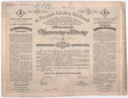 Budapest 1906. A Magyar Jelzálog-Hitelbank nyereménykötvény 100K-ról francia-magyar-német nyelven, szárazpecséttel T:III