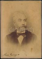 cca 1875 Moson György (1816k.-1884) tiszti főügyész, kemlnyhátú fotó Egey István szatmári műterméből, foltos, 15×10,5 cm