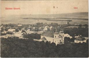 1910 Gács, Halic; látkép, templom. Weisz Sándor kiadása / general view, church (ázott sarok / wet corner)
