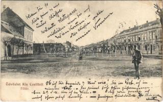 1903 Kiscell, Celldömölk; Fő tér. Radó J. kiadása (r)