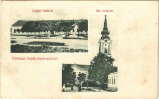 1907 Hajdúszoboszló, Polgári fiúiskola, Református templom (EB)