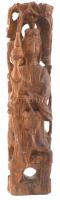 Távol-keleti istennő faragott keményfa szobor, m: 21 cm