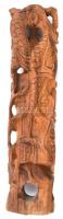 Távol-keleti istennő faragott keményfa szobor, m: 21 cm