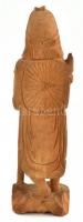 Távol-keleti bölcs faragott keményfa szobor, m: 19 cm