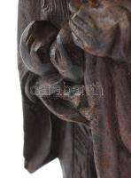 Távol-keleti bölcs faragott keményfa szobor, m: 19 cm