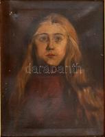 Vida Á Paris jelzéssel: Női portré. Olaj, vászon. Sérült dekoratív keretben. 45,5x34,5 cm